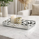 Bandeja em Metal Espelhada Leaf Cromada 24cm