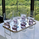 Jogo 6 Taças Base Esfera Rosa e Transparente 440ml