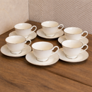 Jogo 6 Xícaras de Chá com Pires Maldivas com Fio de Prata 180ml