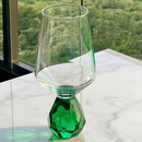 Taça de Vidro para Vinho com Base Diamante Verde 500ml