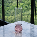 Taça Copo para Champanhe Vidro com Base Esfera Transparente e Pink 250ml