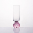 Taça Copo para Champanhe Vidro com Base Esfera Transparente e Pink 250ml