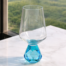 Taça de Vidro para Vinho com Base Diamante Azul 500ml