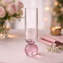 Taça Copo para Champanhe Vidro com Base Esfera Transparente e Pink 250ml