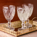 Jogo 6 Taças para Água de Vidro com Fio de Ouro Diamond Transparente 325ml