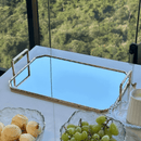 Bandeja em Metal Dourada com Espelho P 39,5cm