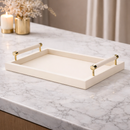 Bandeja em MDF e PU com Alças Bege 41cm P