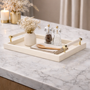 Bandeja em MDF e PU com Alças Bege 41cm P