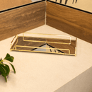 Bandeja Decorativa de Metal com Espelho Dourado 32cm