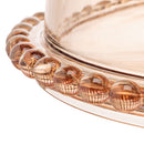 Boleira Prato para Bolo Petisqueira Pearl de Cristal com Pé e Tampa Âmbar 31cm x 25cm