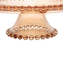 Boleira Prato para Bolo Petisqueira Pearl de Cristal com Pé e Tampa Âmbar 31cm x 25cm