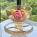 Boleira Prato para Bolo Petisqueira Pearl de Cristal com Pé e Tampa Âmbar 31cm x 25cm