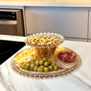 Boleira Prato para Bolo Petisqueira Pearl de Cristal com Pé e Tampa Âmbar 31cm x 25cm