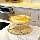 Boleira Prato para Bolo Petisqueira Pearl de Cristal com Pé e Tampa Âmbar 31cm x 25cm