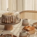 Prato para Bolo Boleira Lume Bege em Bambu com Tampa 27,5cm