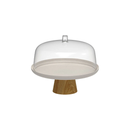 Prato para Bolo Boleira Lume Bege em Bambu com Tampa 27,5cm