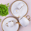 Conjunto Para Café Bule Açucareiro Leiteira Porcelana Dourado - 3 Peças