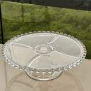 Boleira 6 em 1 Prato para Bolo Petisqueira Cristal Coração 25,5cm