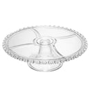 Boleira 6 em 1 Prato para Bolo Petisqueira Cristal Coração 25,5cm