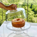 Boleira 6 em 1 Prato para Bolo Petisqueira Cristal Coração 25,5cm