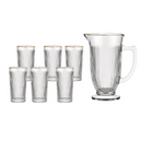 Jogo de Jarra com 6 Copos Lila de Vidro com Borda Dourada 7 Peças