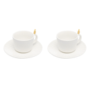 Jogo 2 Xícaras de Chá com Pires Colibri Cerâmica Branca 170ml