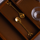 Jogo 4 Colheres Para Chá Aço Inox Leaves Dourado