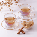 Jogo 4 Xicaras de Chá com 4 Pires Menfis Furta Cor e Dourado