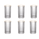 Jogo 6 Copos Altos Long Drink com Borda Dourada Graffiato 420ml