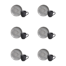 Jogo 6 Xicaras de Café com Pires Bio Dust Cinza 120ml