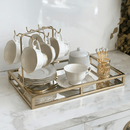 Jogo 6 Xícaras de Chá com Pires Maldivas com Fio de Prata 180ml