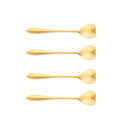 Jogo de 4 Colheres Aço Inox para Chá Heart Coração Dourado - 12,7 cm