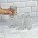 Jogo 6 Copos Altos Long Drink com Borda Dourada Graffiato 420ml