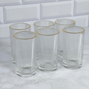 Jogo 6 Copos Altos Long Drink com Borda Dourada Graffiato 420ml
