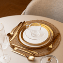 Prato Raso de Porcelana Dubai Branco e Dourado 25cm