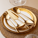 Prato Raso de Porcelana Dubai Branco e Dourado 25cm