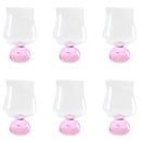 Jogo 6 Taças Base Esfera Rosa e Transparente 440ml