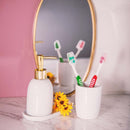 Kit para Banheiro Cerâmica Londres Branco e Dourado 3 Peças