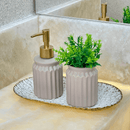 Kit para Banheiro em Cerâmica Stripes Nude 2 Peças