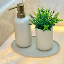 Kit para Banheiro Plain em Cerâmica Off White 3 Peças