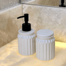 Kit para Banheiro em Cerâmica Stripes Branco 2 Peças