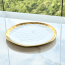 Prato de Sobremesa Dubai Branco e Dourado 21cm