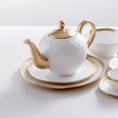 Prato Raso de Porcelana Dubai Branco e Dourado 25cm