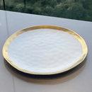 Prato Raso de Porcelana Dubai Branco e Dourado 25cm