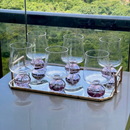 Jogo 6 Taças Base Esfera Rosa e Transparente 440ml