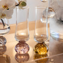 Jogo 6 Taças Champanhe Base Esfera Âmbar e Transparente 240ml