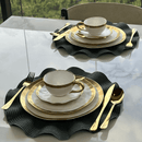 Prato Raso de Porcelana Dubai Branco e Dourado 25cm